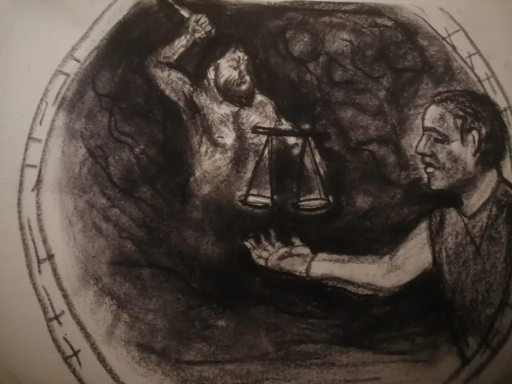 dibujo de Juan Up sobre la justicia inspirado en Goya