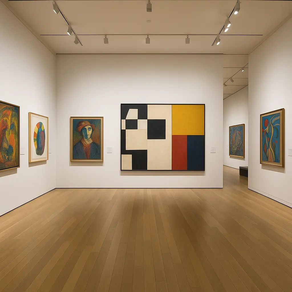 cuadros interior del museo con cuadros de arte y mercado del arte contemporáneo